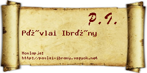 Pávlai Ibrány névjegykártya